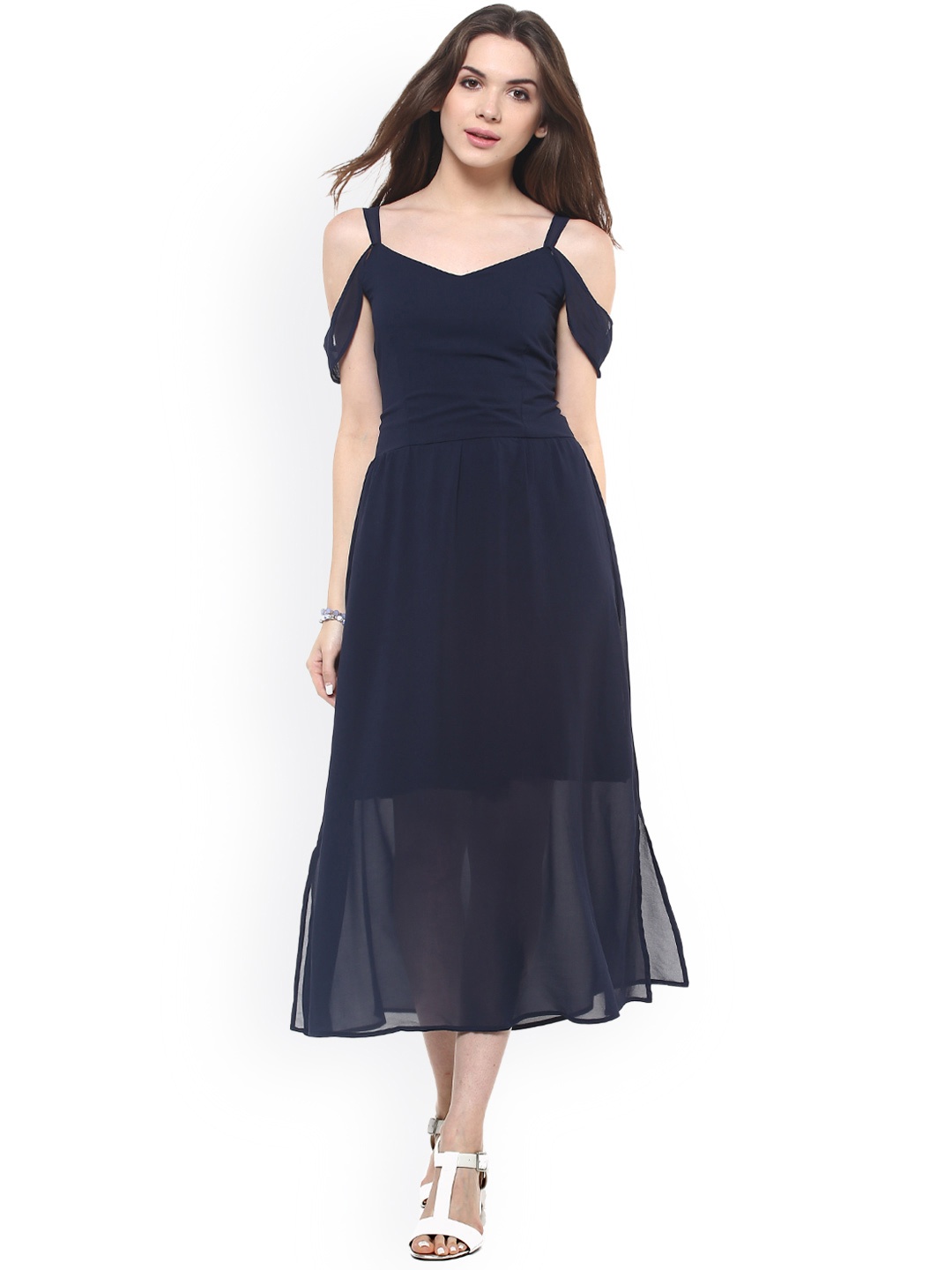 

Zima Leto Women Navy Solid Fit & Flare Dress, Navy blue