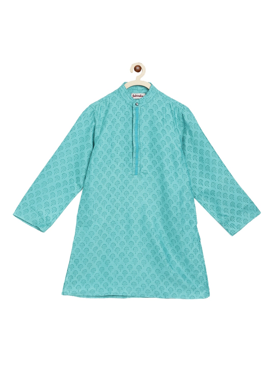 

Fabindia Boys Turquoise Blue Ethnic Motifs Printed Kurta