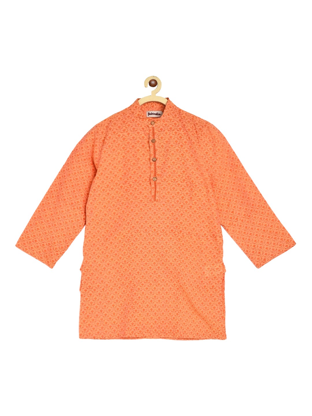 

Fabindia Boys Peach-Coloured Pure Cotton Printed Kurta