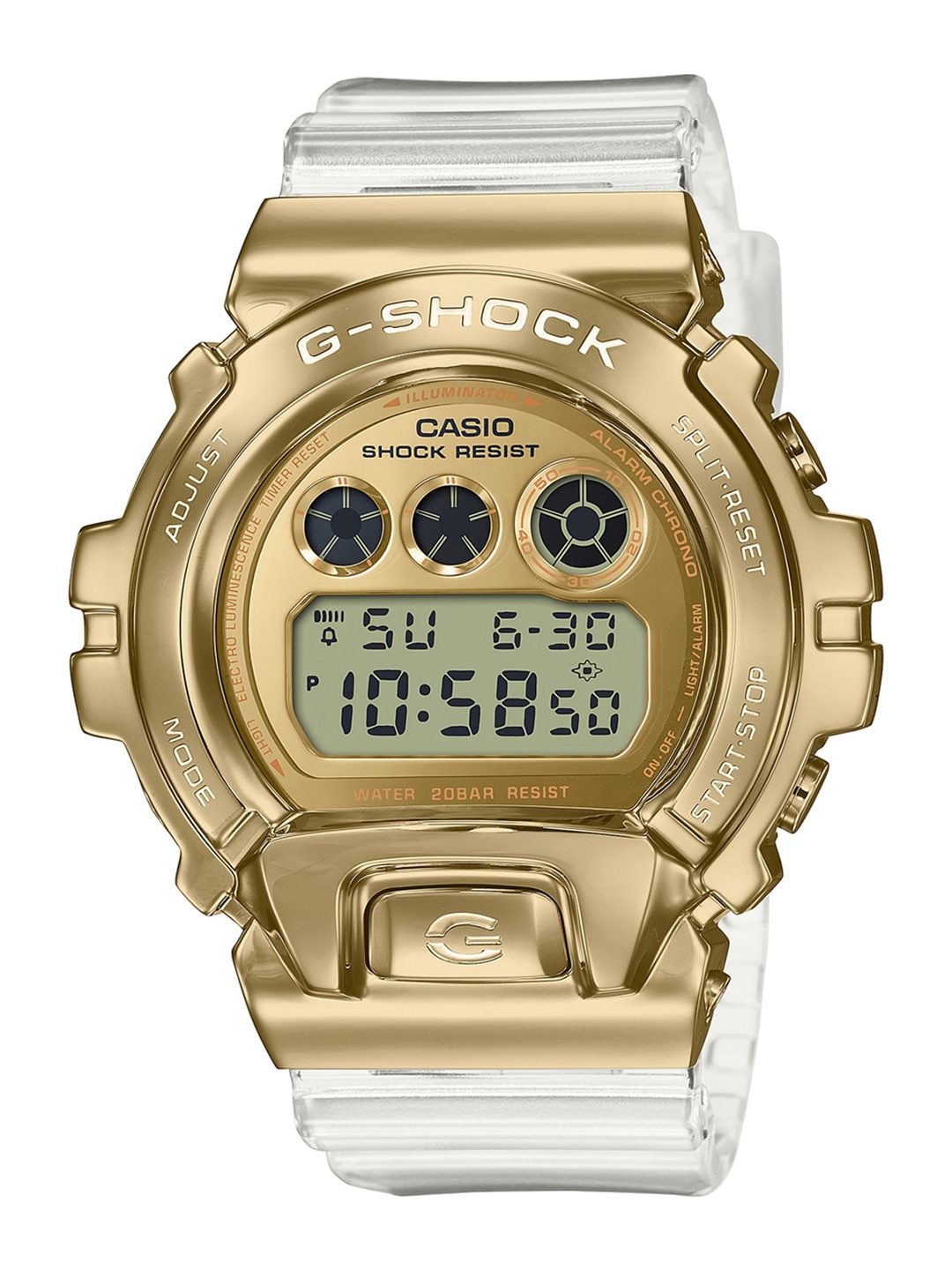 

CASIO Men Gold-Toned Dial & White Straps Digital Watch G1145