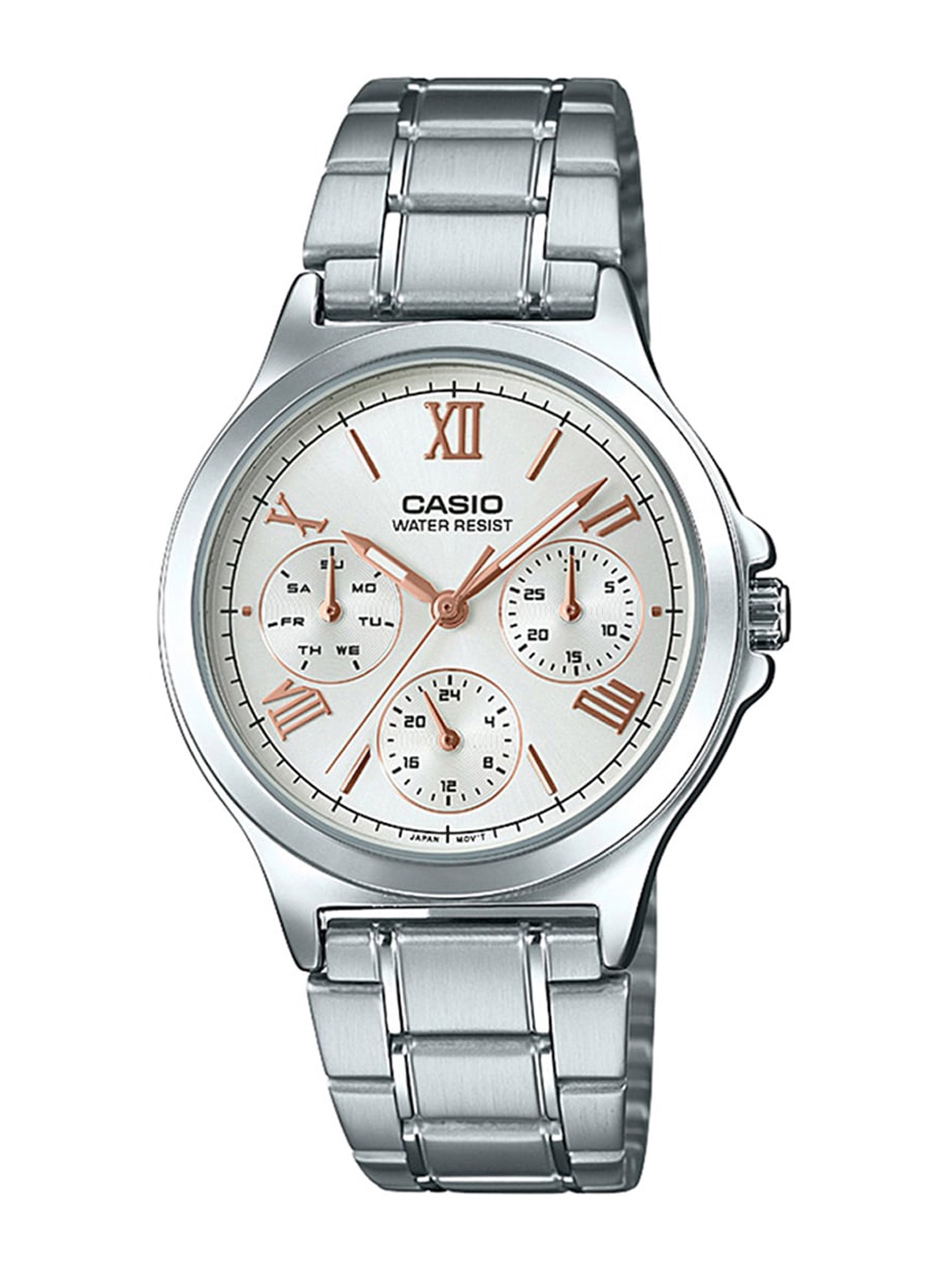 

CASIO Women White Dial & Silver Toned Straps Analogue Watch