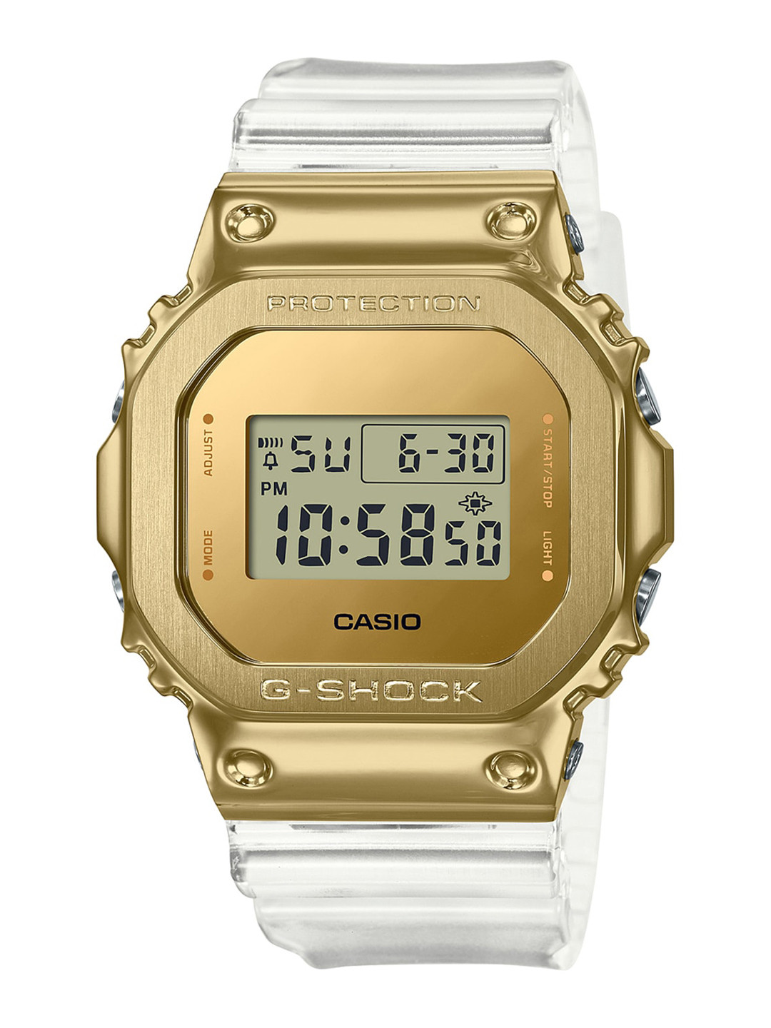 

CASIO Men Gold-Toned Dial & White Bracelet Style Straps Digital Watch