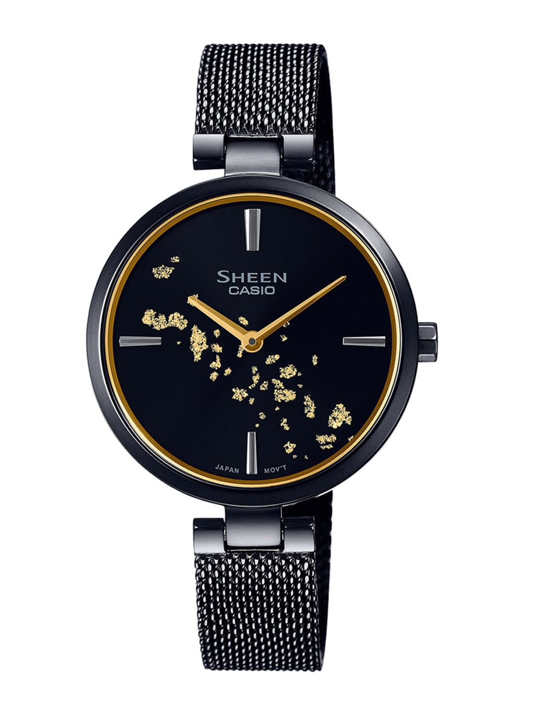 

CASIO Women Black Printed Dial & Black Stainless Steel Bracelet Style Straps Analogue Watch SH242