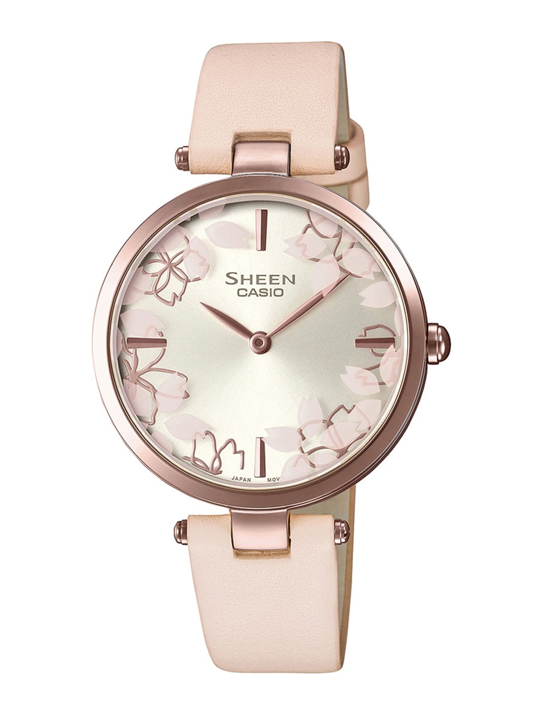 

CASIO Women Pink Embellished Dial & Pink Leather Straps Analogue Watch