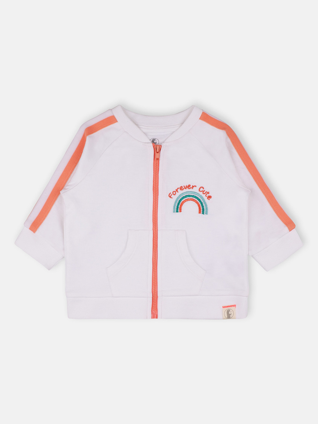 

Babysafe Kids White & Orange Cotton Front-Open Sweatshirt