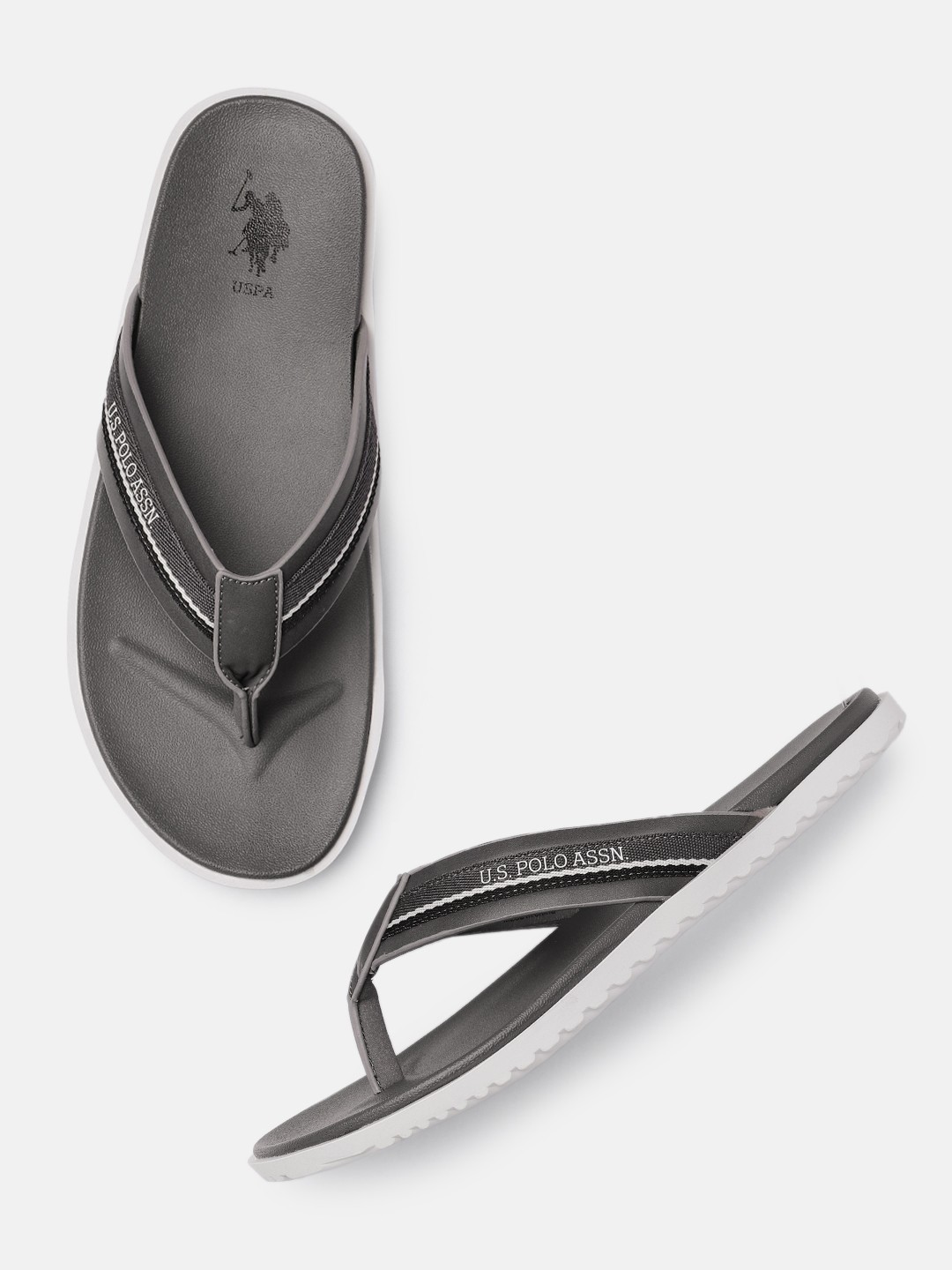 

U.S. Polo Assn. Men Grey Solid Comfort Sandals
