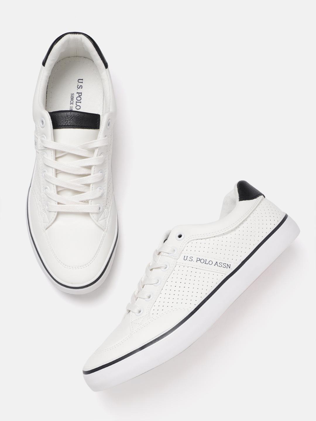 

U S Polo Assn Men Off-White Perforated Sneakers