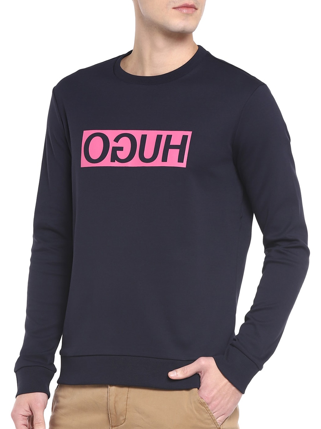 

HUGO Men Navy Blue Printed Sweatshirt