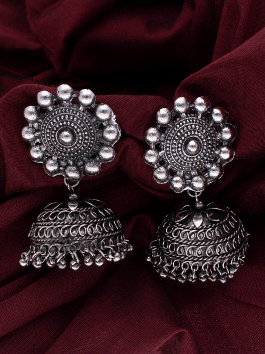 

MORKANTH JEWELLERY Silver-Toned Contemporary Jhumkas Earrings