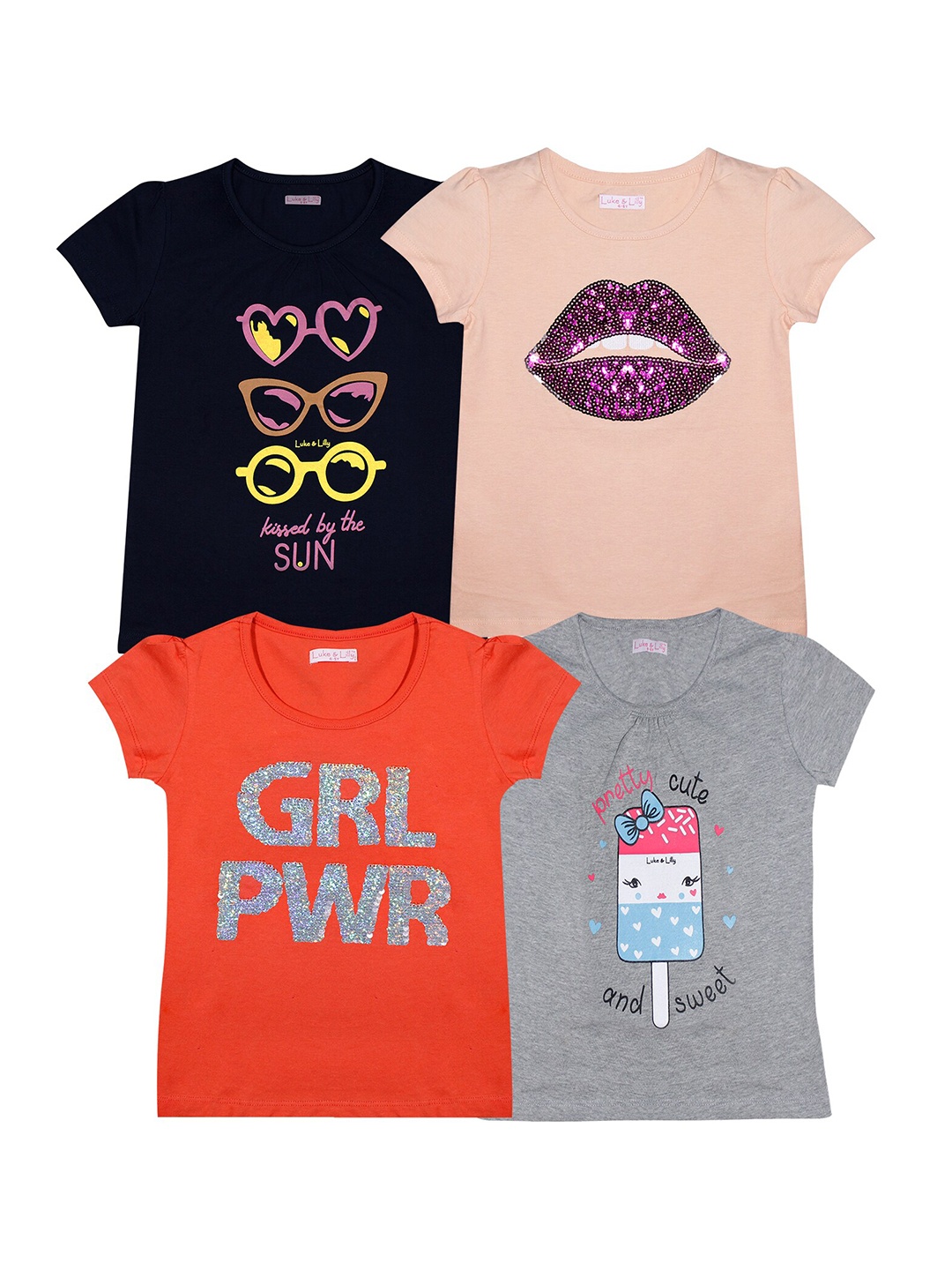 

Luke & Lilly Girls Set Of 4 Printed T-shirts, Multi