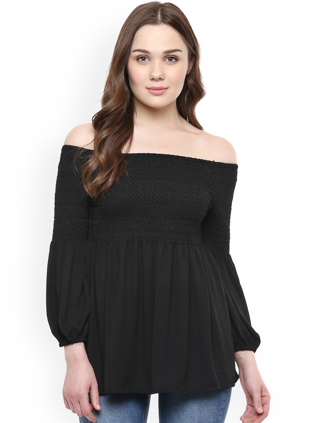 

StyleStone Women Black Solid Off-Shoulder Top