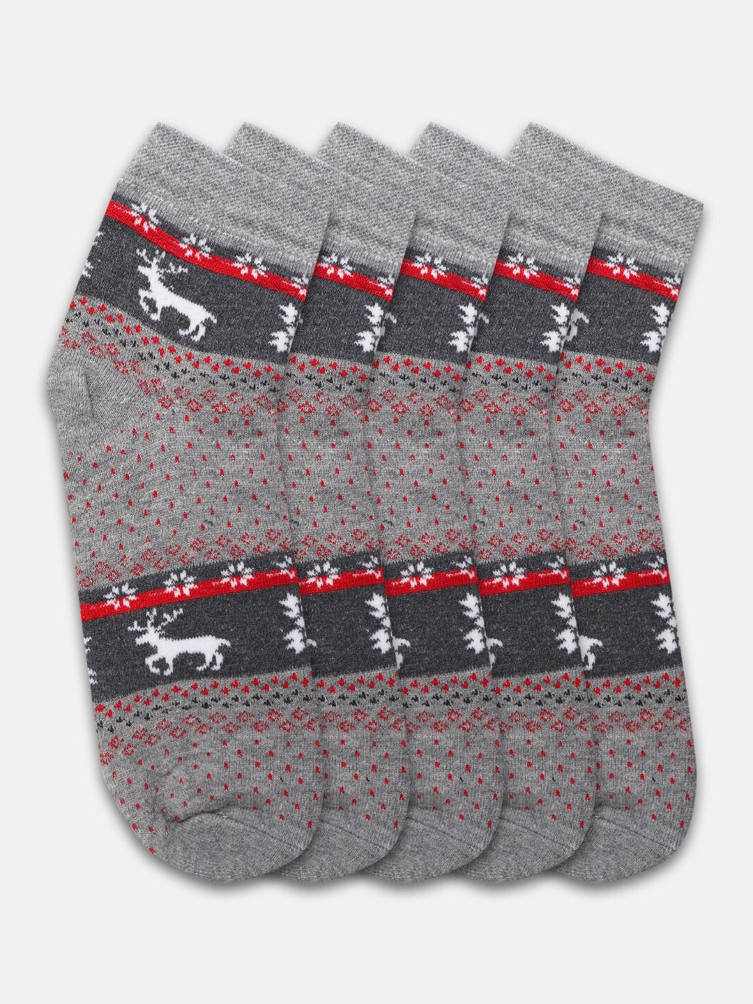 

Kolor Fusion Men Pack Of 5 Grey Above Ankle-Length Socks