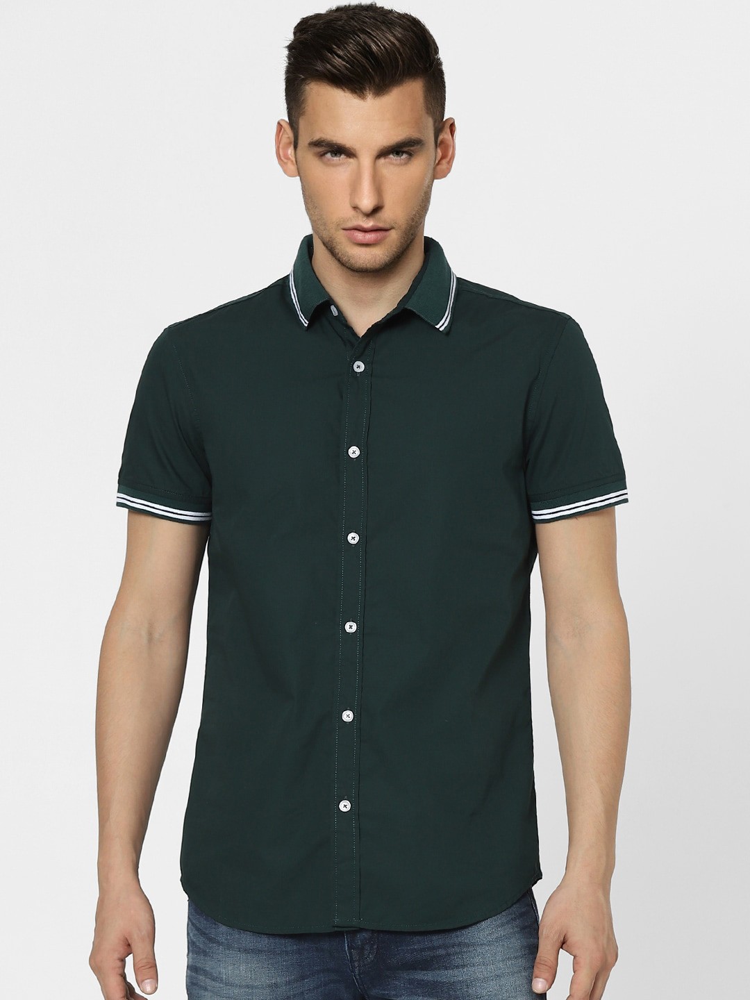 

Jack & Jones Men Green Slim Fit Opaque Casual Shirt
