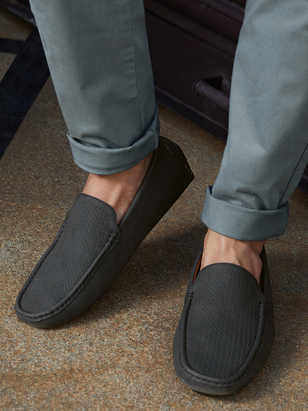

U.S. Polo Assn. Men Black Textured Driving Shoes