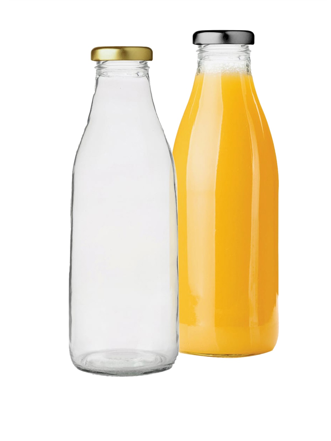 

Home Centre Set Of 2 Transparent & Gold-Toned Solid Glass Water Bottles