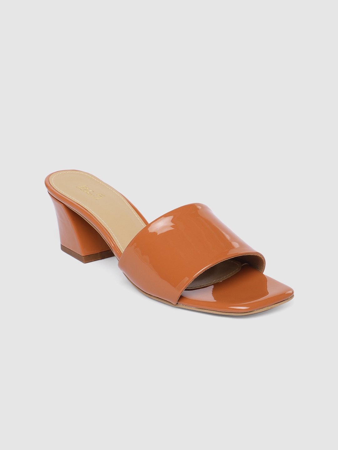 

Inc 5 Tan Brown Solid Peep Toes Block Heels