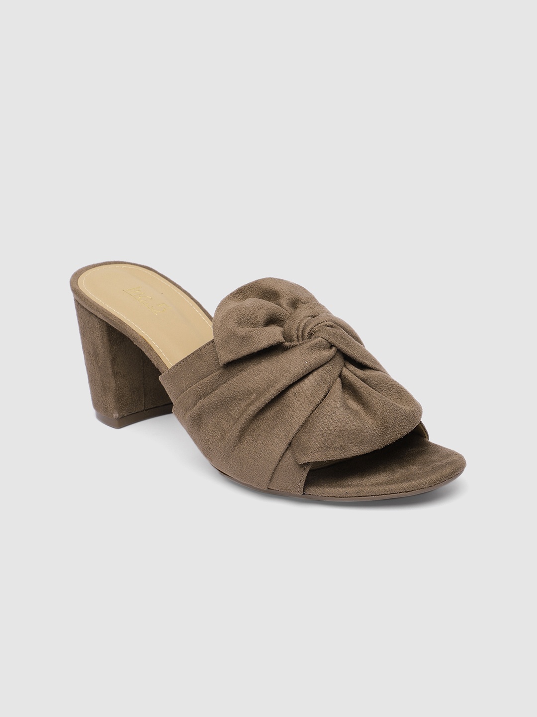 

Inc 5 Brown Suede Block Peep Toes with Bows