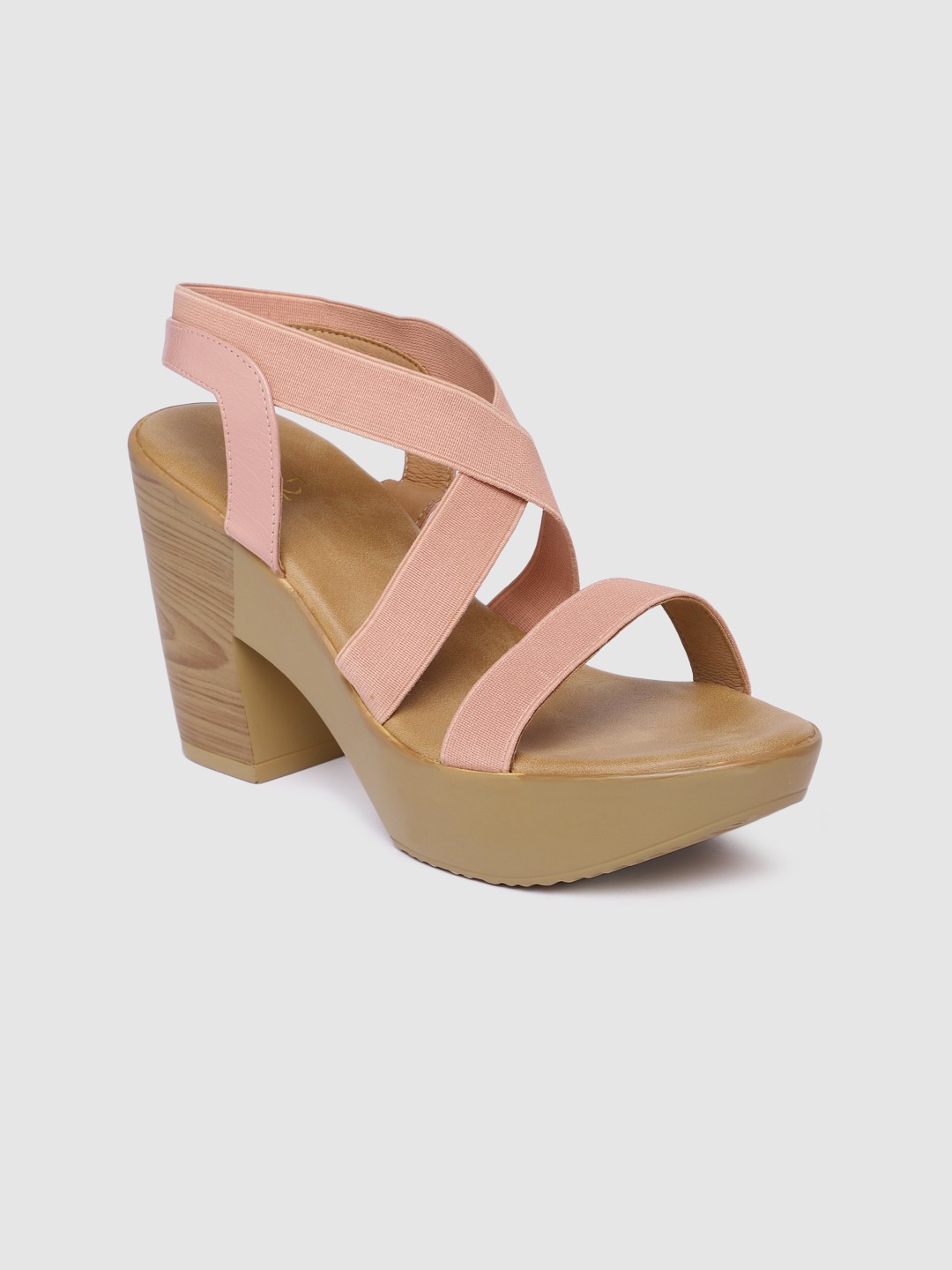 

Inc 5 Peach-Coloured Solid Block Heels
