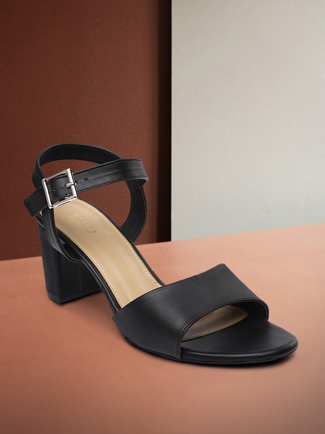 

Inc 5 Women Black Solid Block Heel Sandals