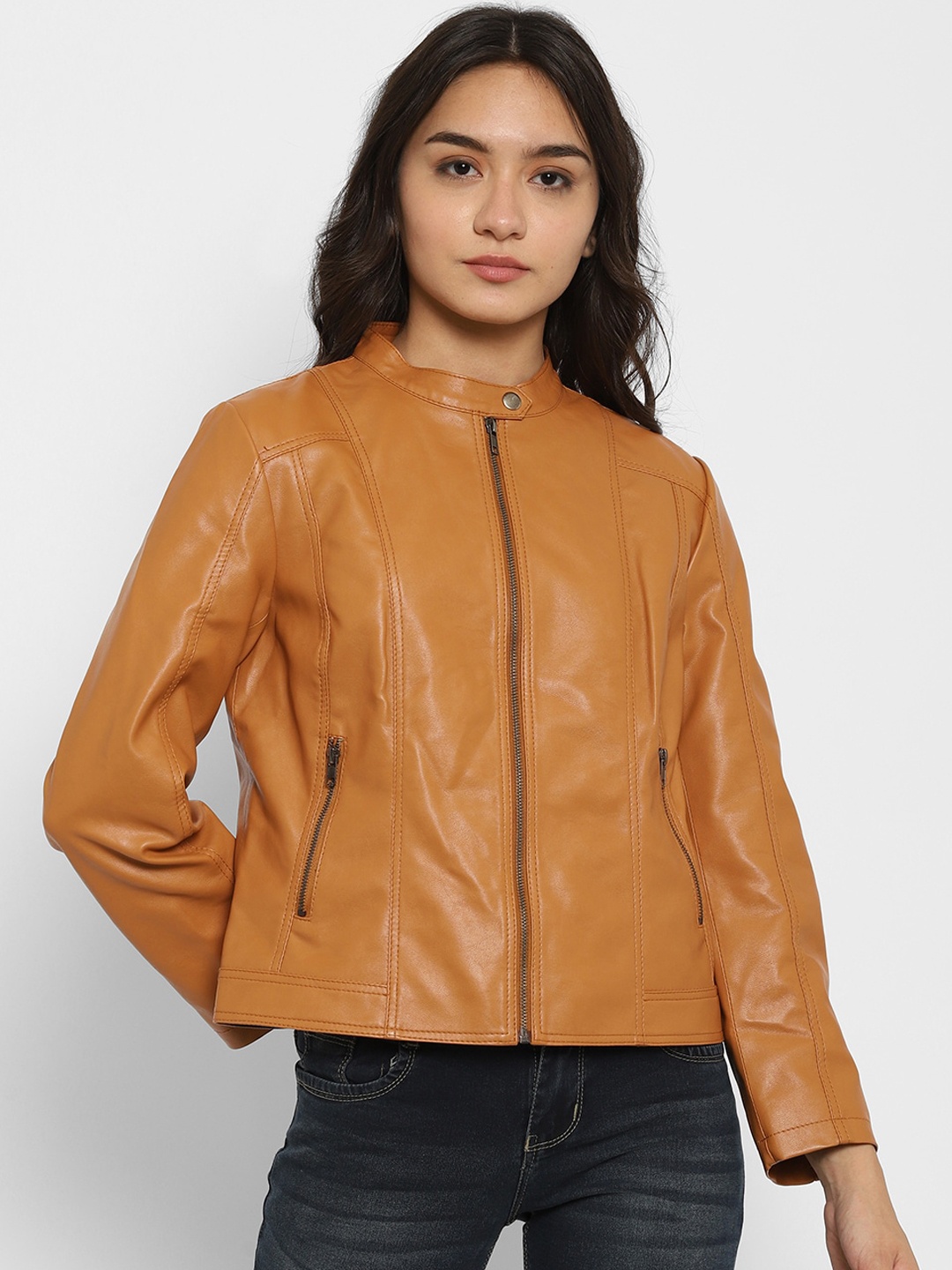 

WELBAWT Women Tan Lightweight e-Dry Technology Biker Jacket