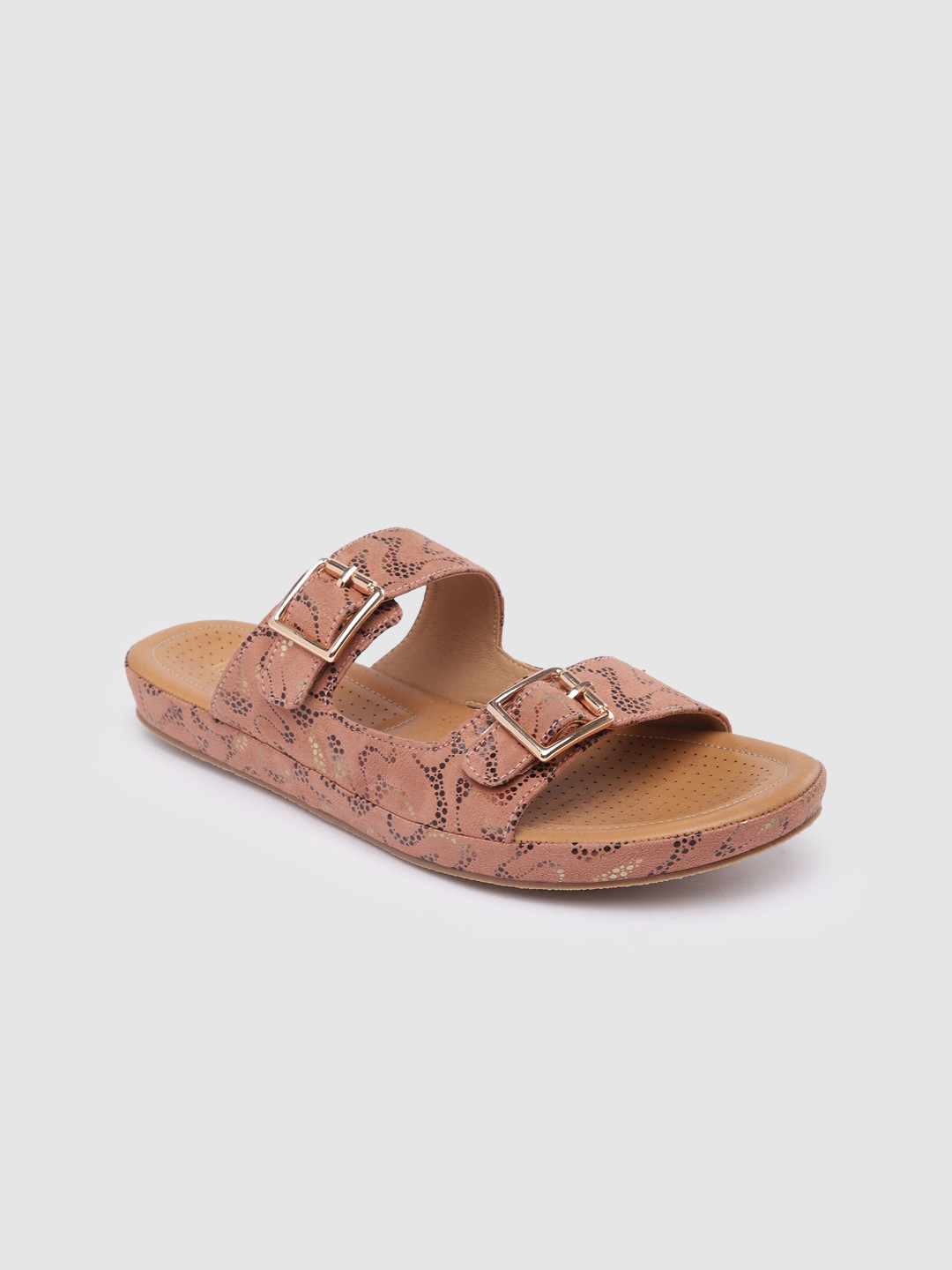 

Inc 5 Women Peach-Coloured Printed Open Toe Flats