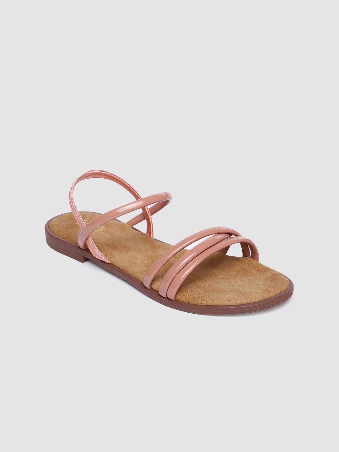 

Inc 5 Women Dusty Pink Striped Open Toe Flats