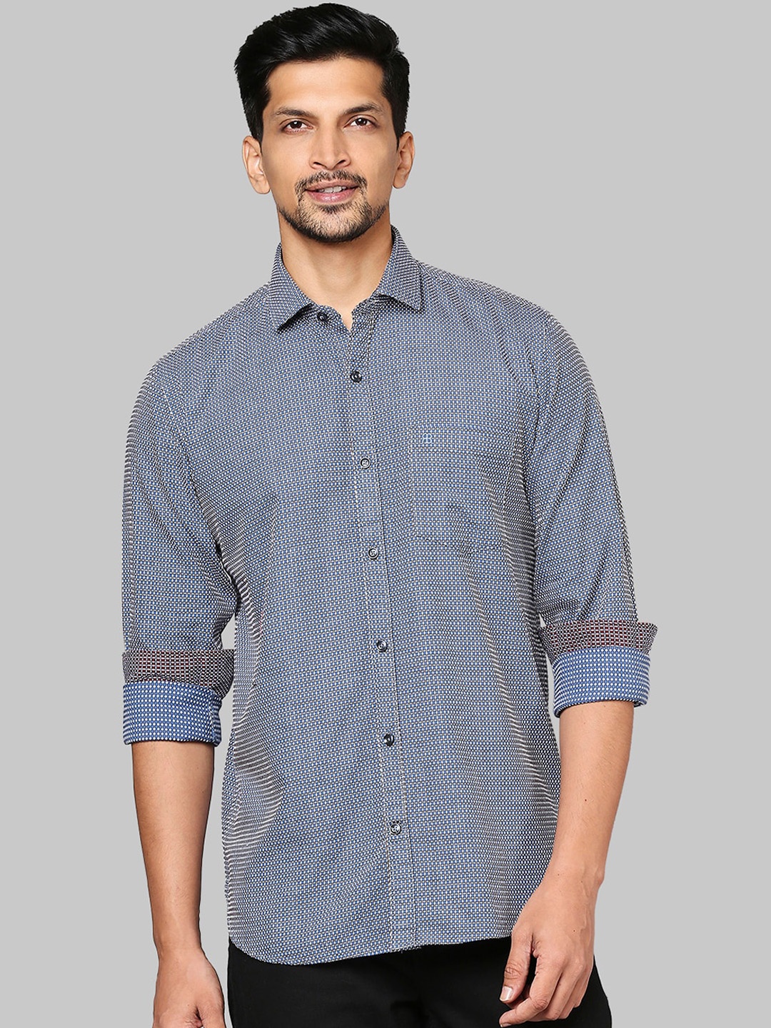 

Raymond Men Blue Opaque Checked Casual Shirt