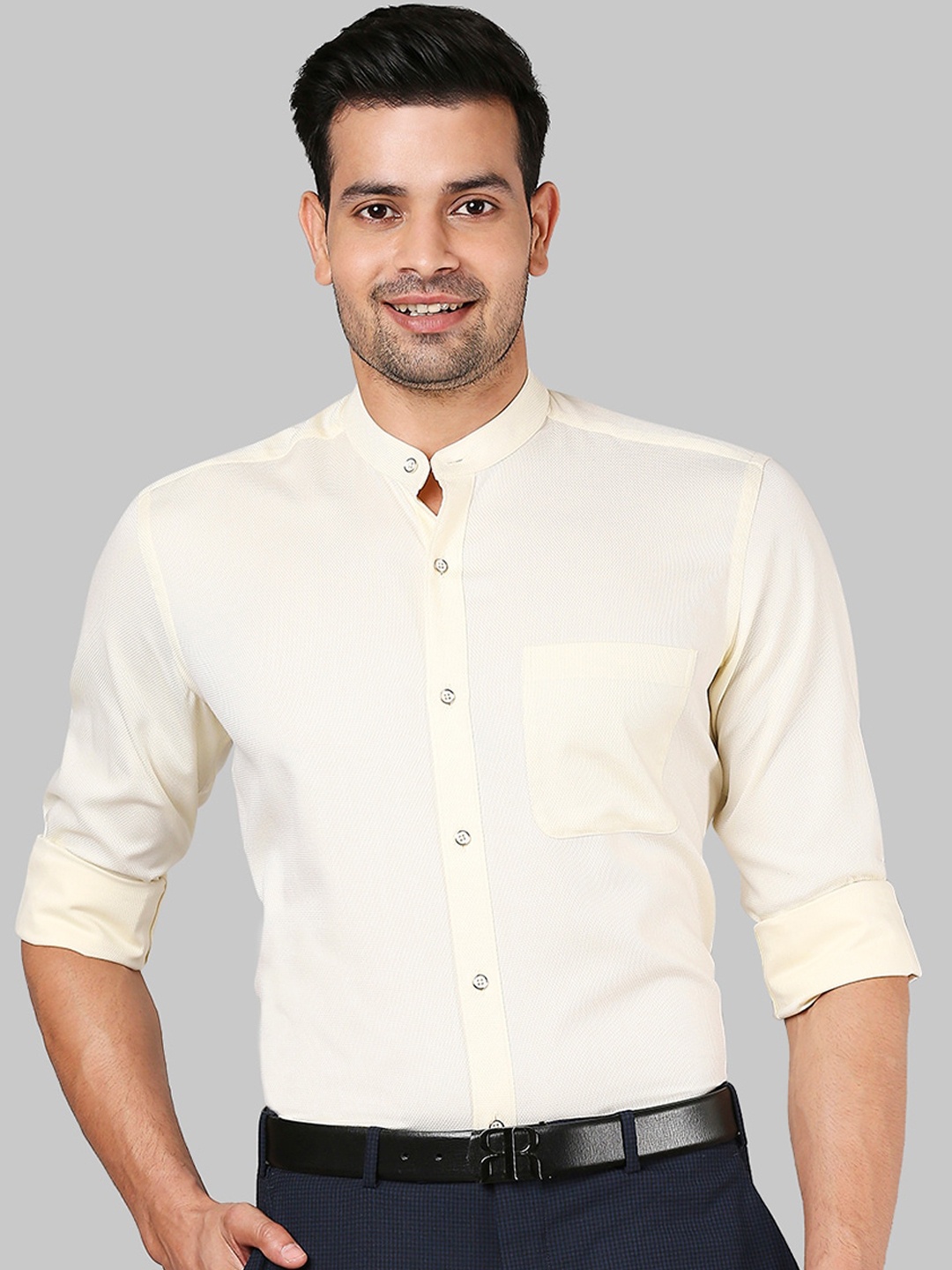 

Raymond Men Yellow Opaque Cotton Formal Shirt