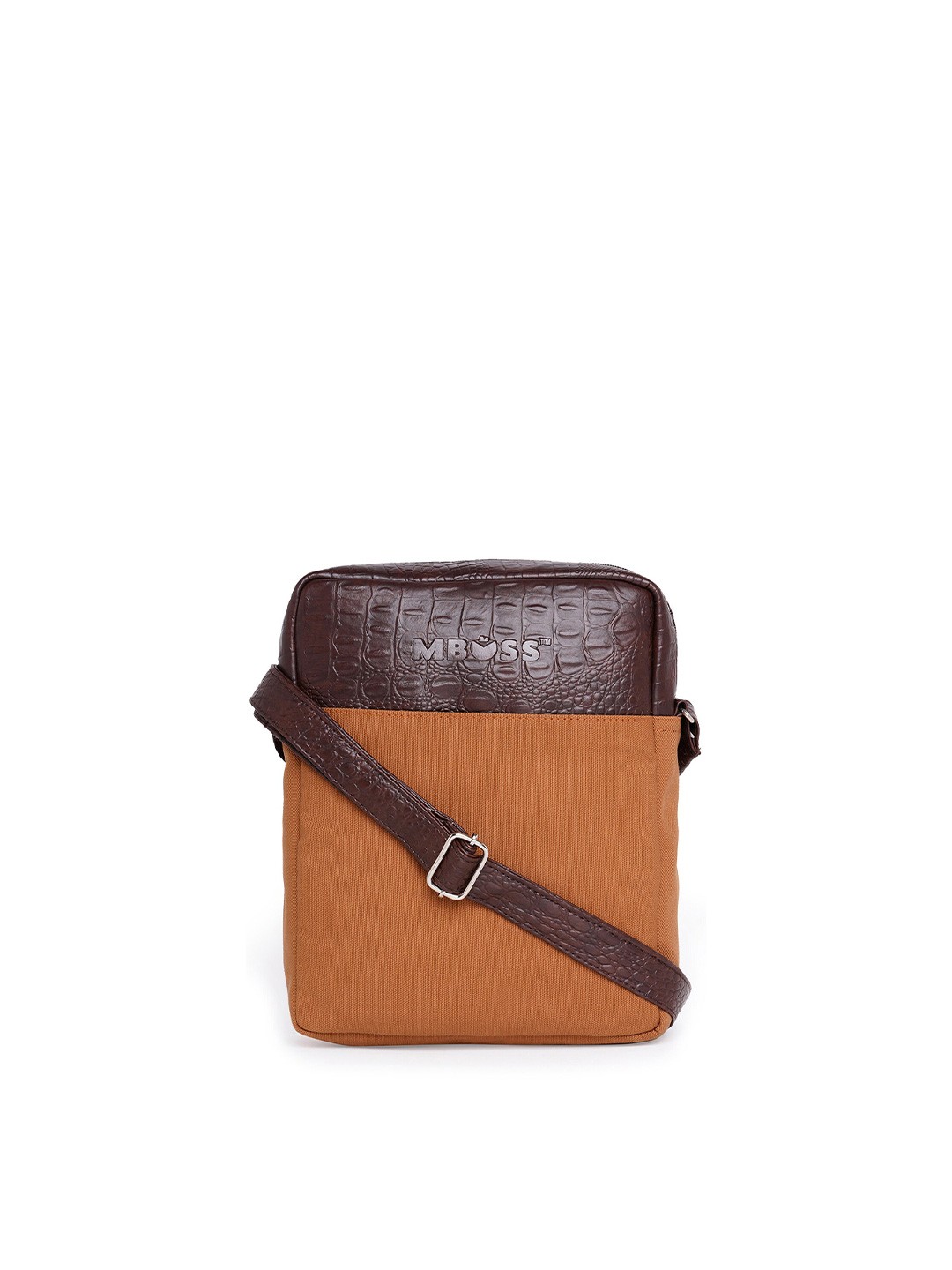 

MBOSS Unisex Mustard & Brown Textured Messenger Bag