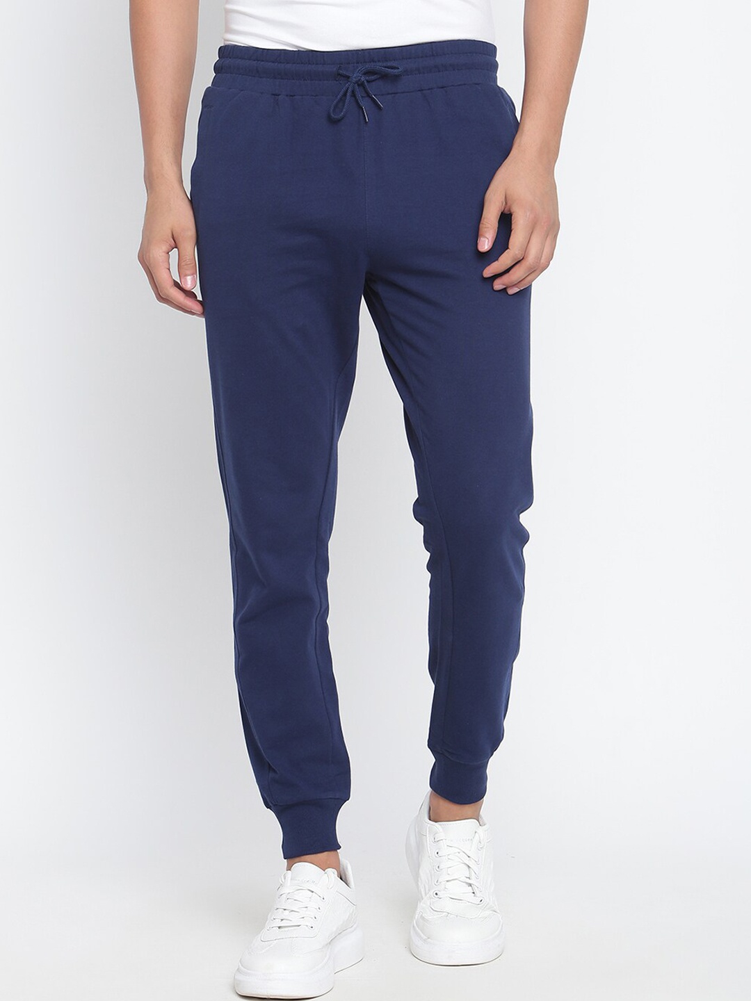 

Spolei Men Navy Blue Solid Slim Fit Cotton Track Pants