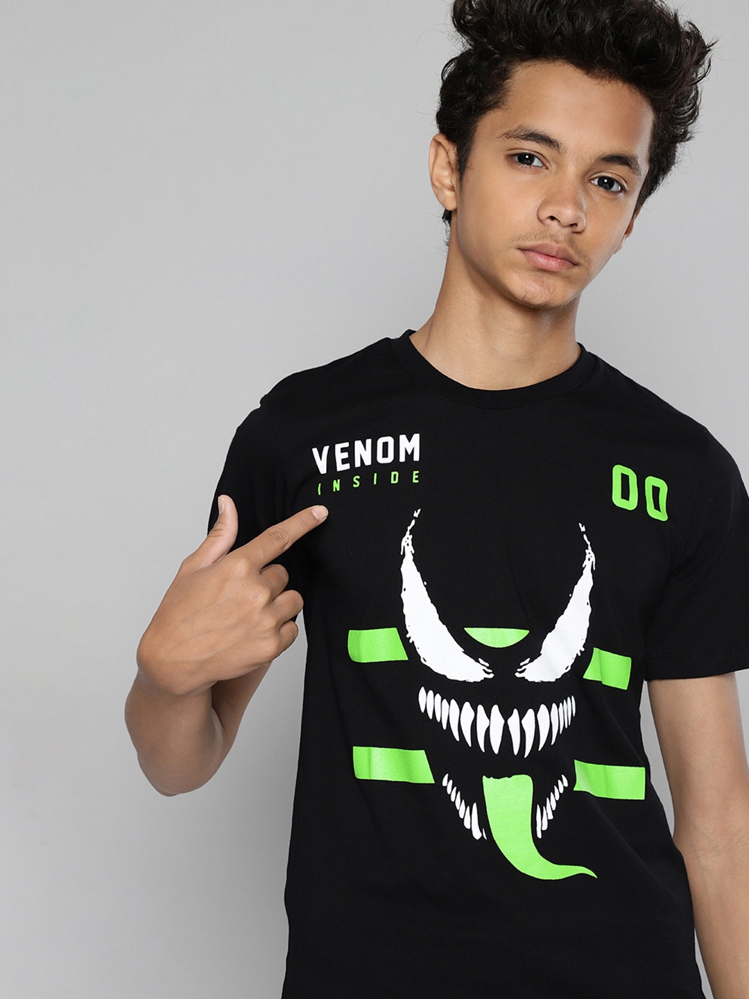 

Kook N Keech Marvel Teens Boys Black & White Cotton Venom Print T-shirt