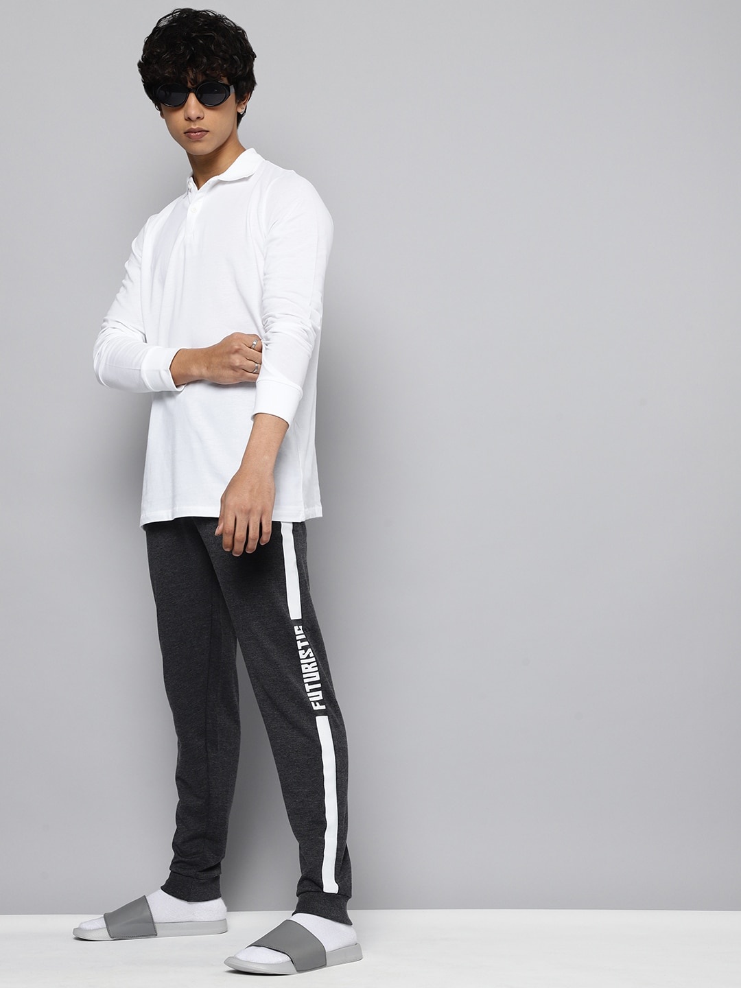 

Kook N Keech Teens Boys Charcoal Grey & White Solid Joggers