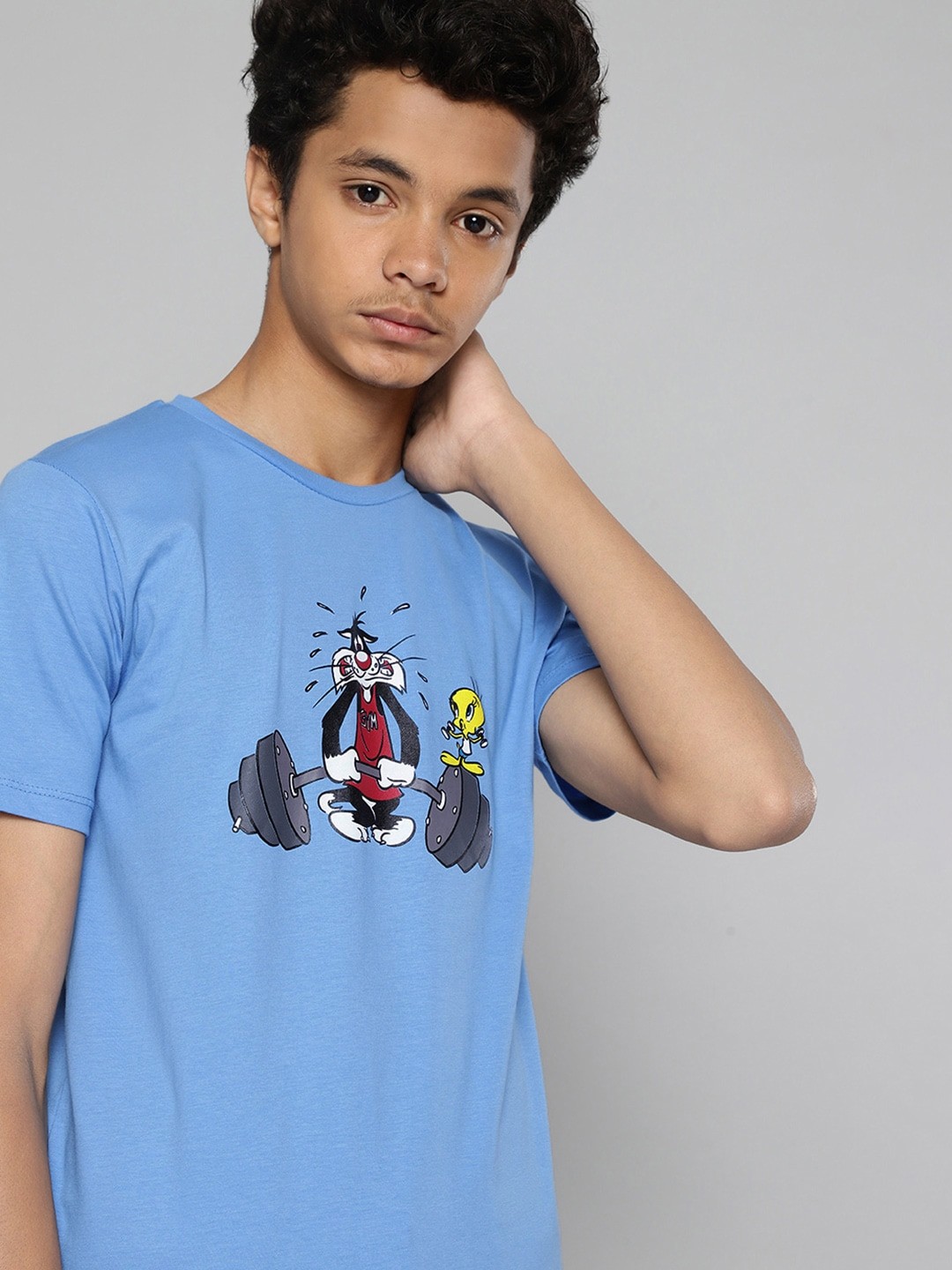 

Kook N Keech Looney Tunes Teens Boys Blue Sylvester & Tweety Printed T-shirt