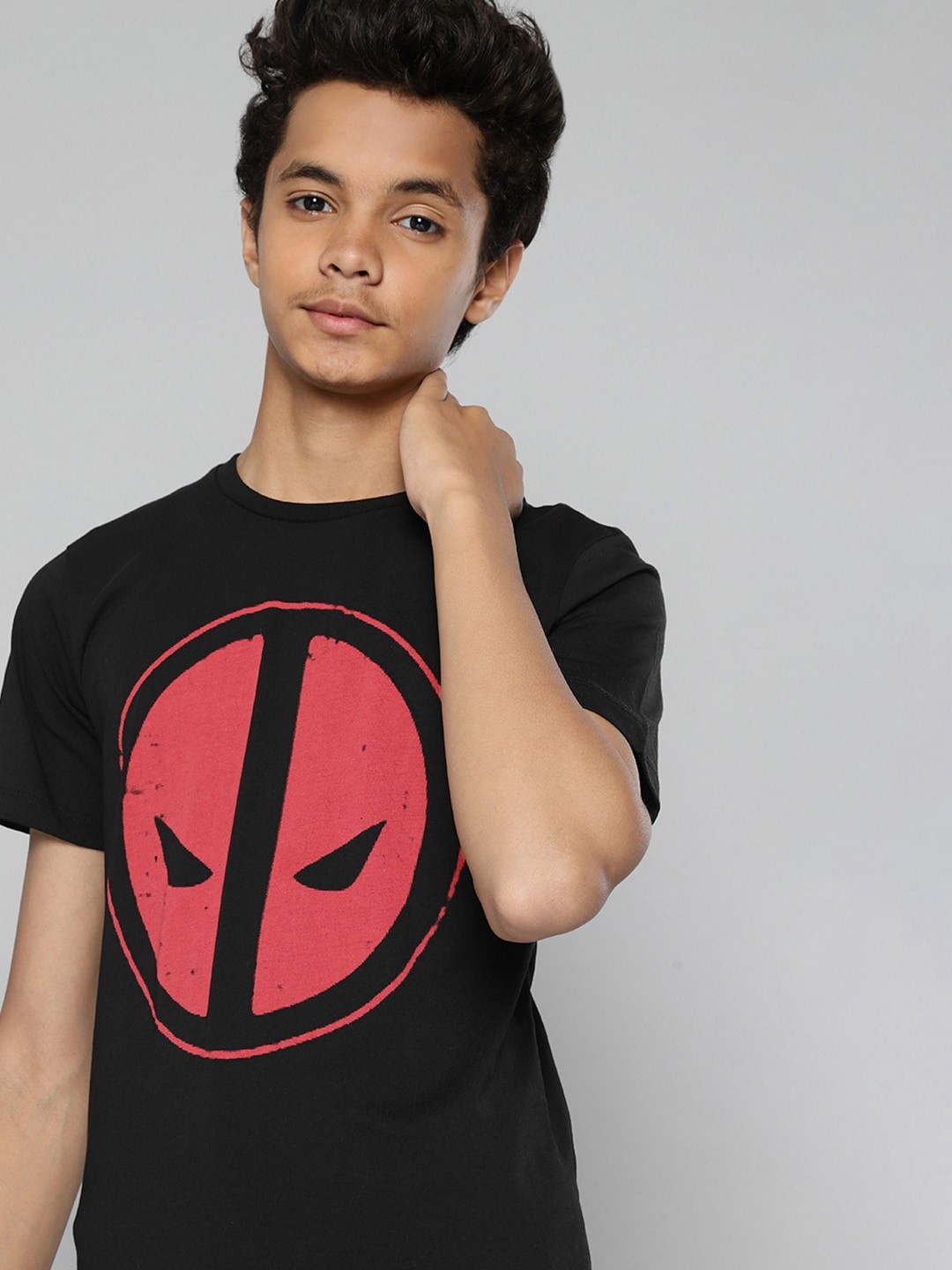 

Kook N Keech Marvel Teens Boys Black & Red Cotton Iron Man Printed T-shirt