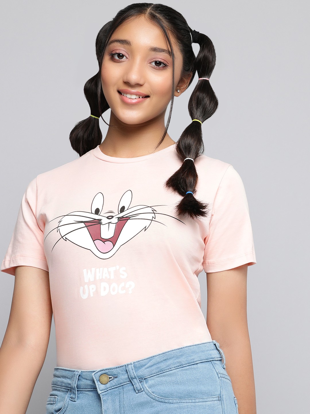 

Kook N Keech Looney Tunes Teens Girls Pink Looney Tunes Printed Cotton T-shirt