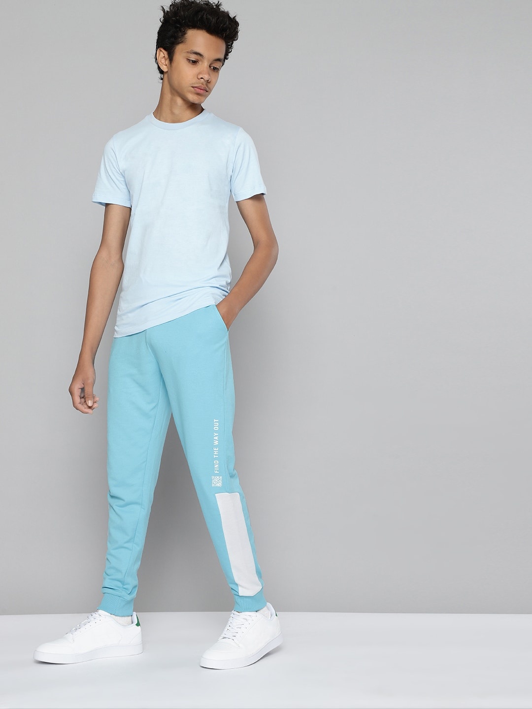 

Kook N Keech Teens Boys Blue & White Solid Joggers