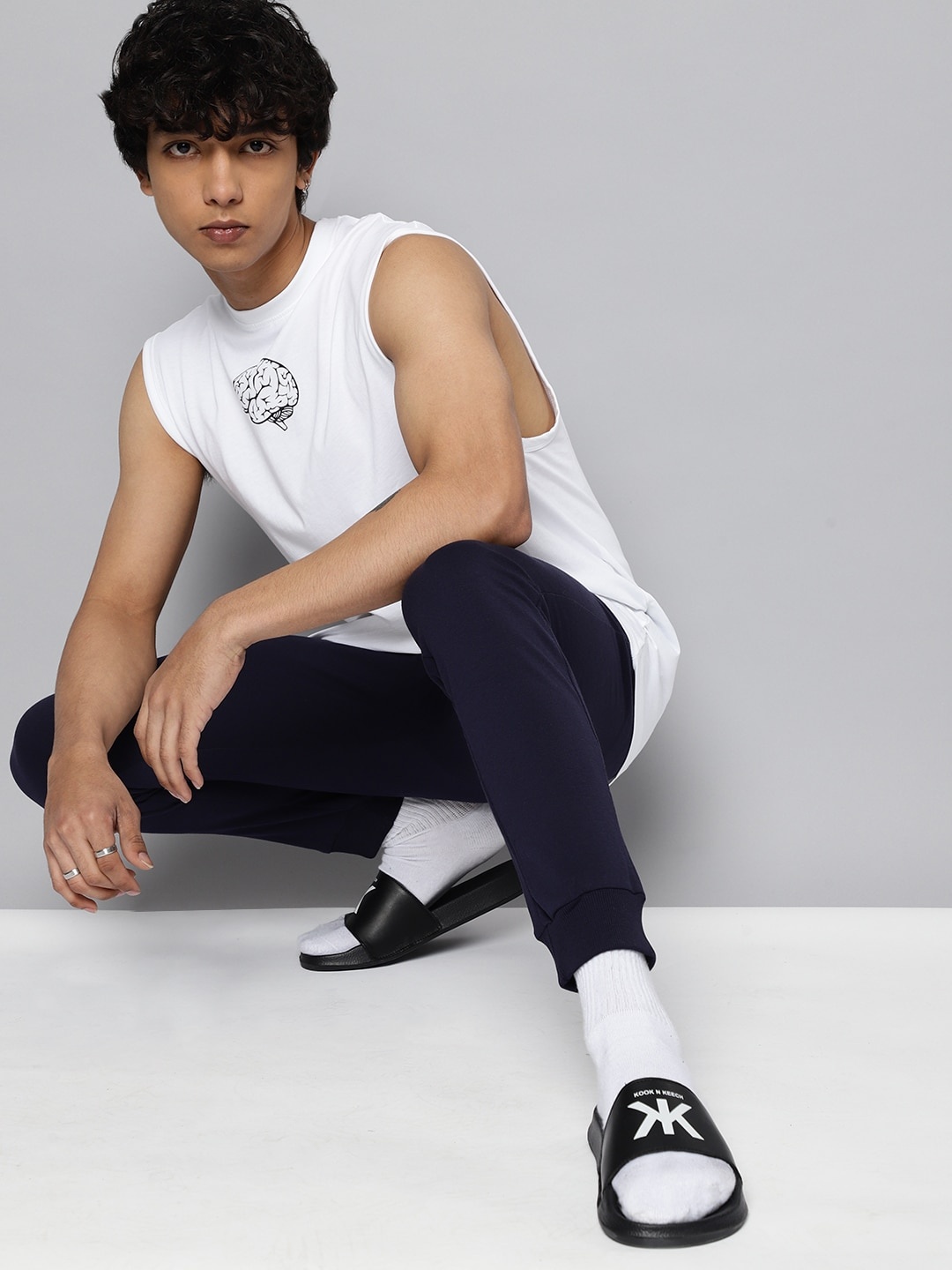 

Kook N Keech Teens Boys Navy Blue Solid Regular Fit Joggers