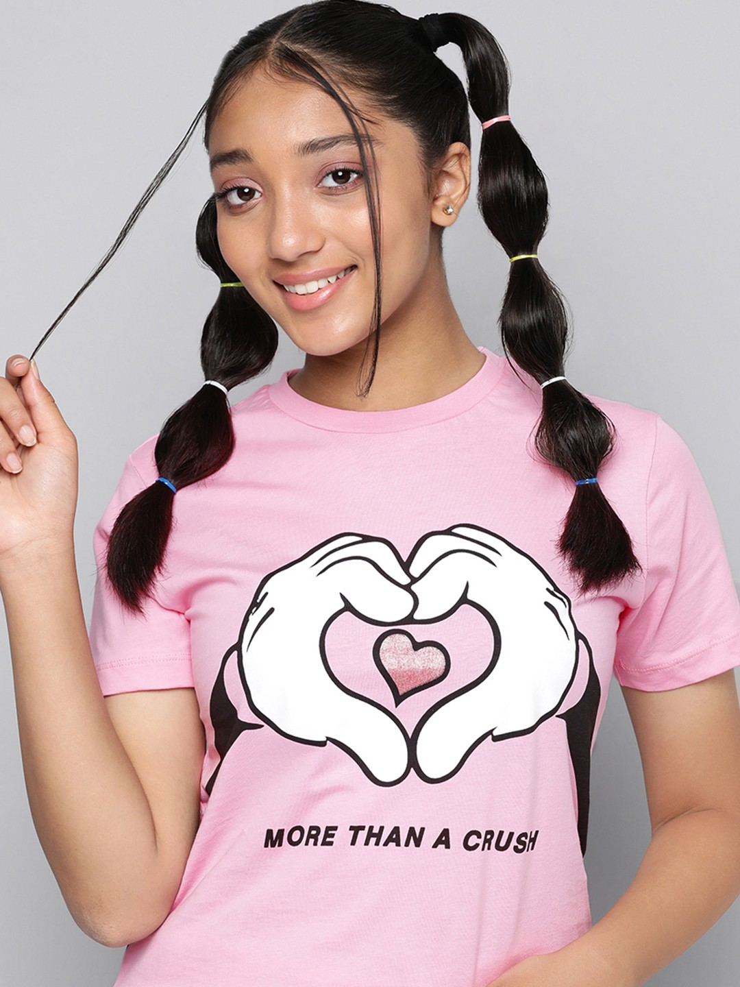 

Kook N Keech Disney Teens Girls Pink & White Pure Cotton Printed T-shirt