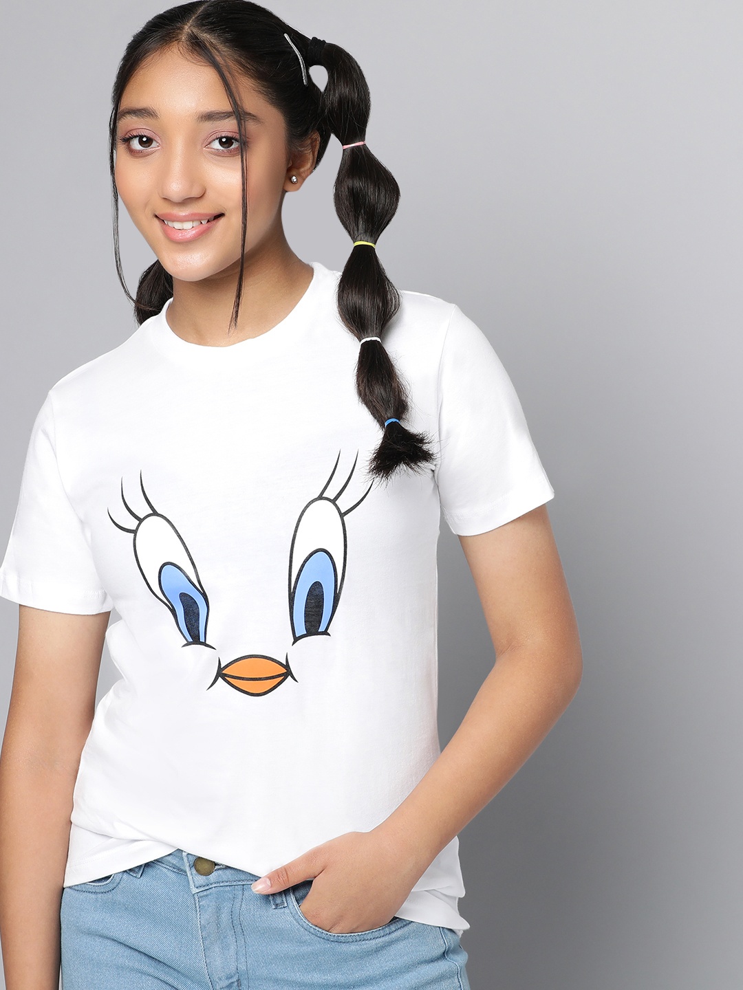 

Kook N Keech Looney Tunes Teens Girls White Cotton Tweety Print T-shirt