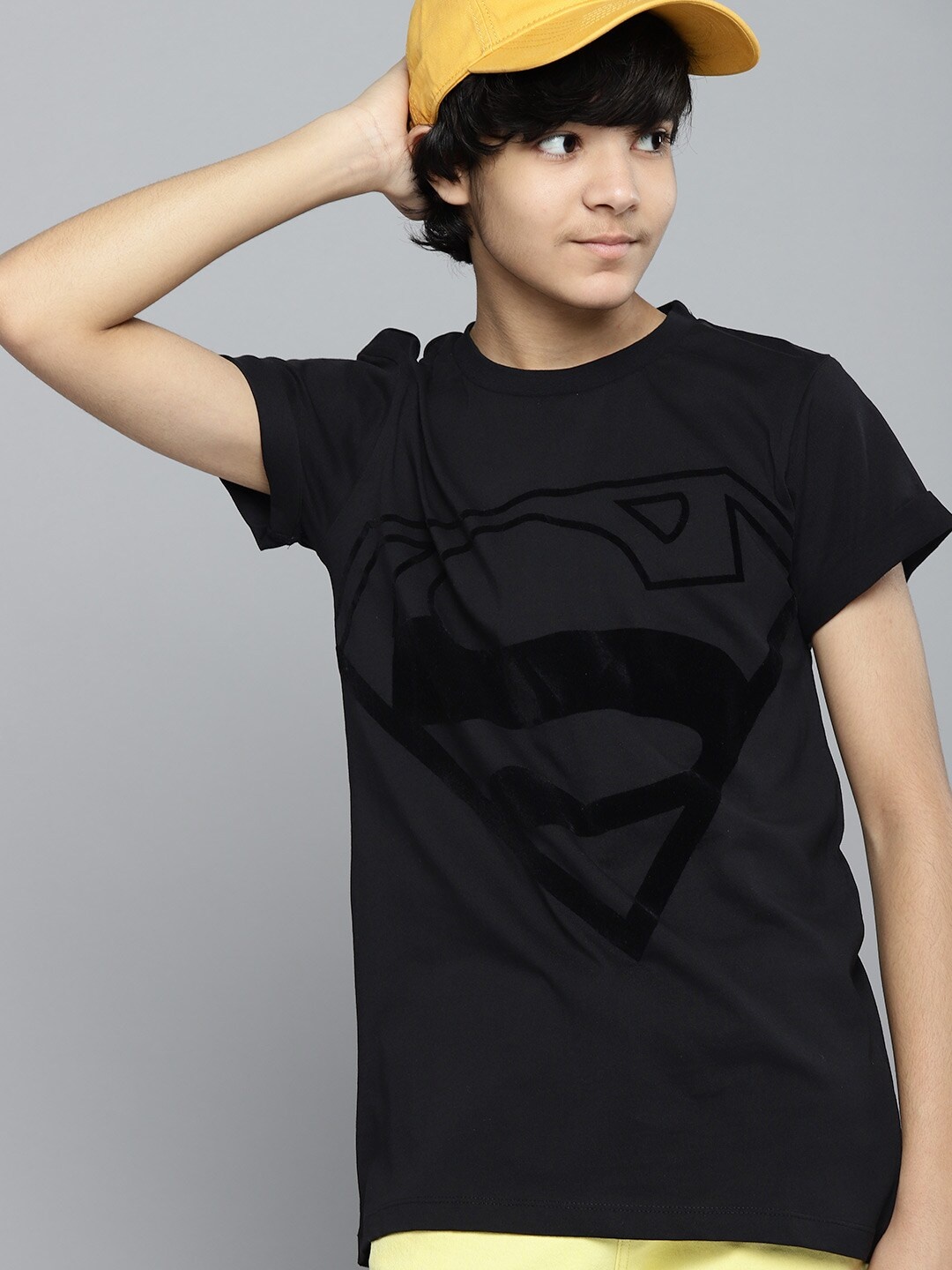 

Kook N Keech Superman Teens Boys Black Superman Logo Printed Cotton T-shirt