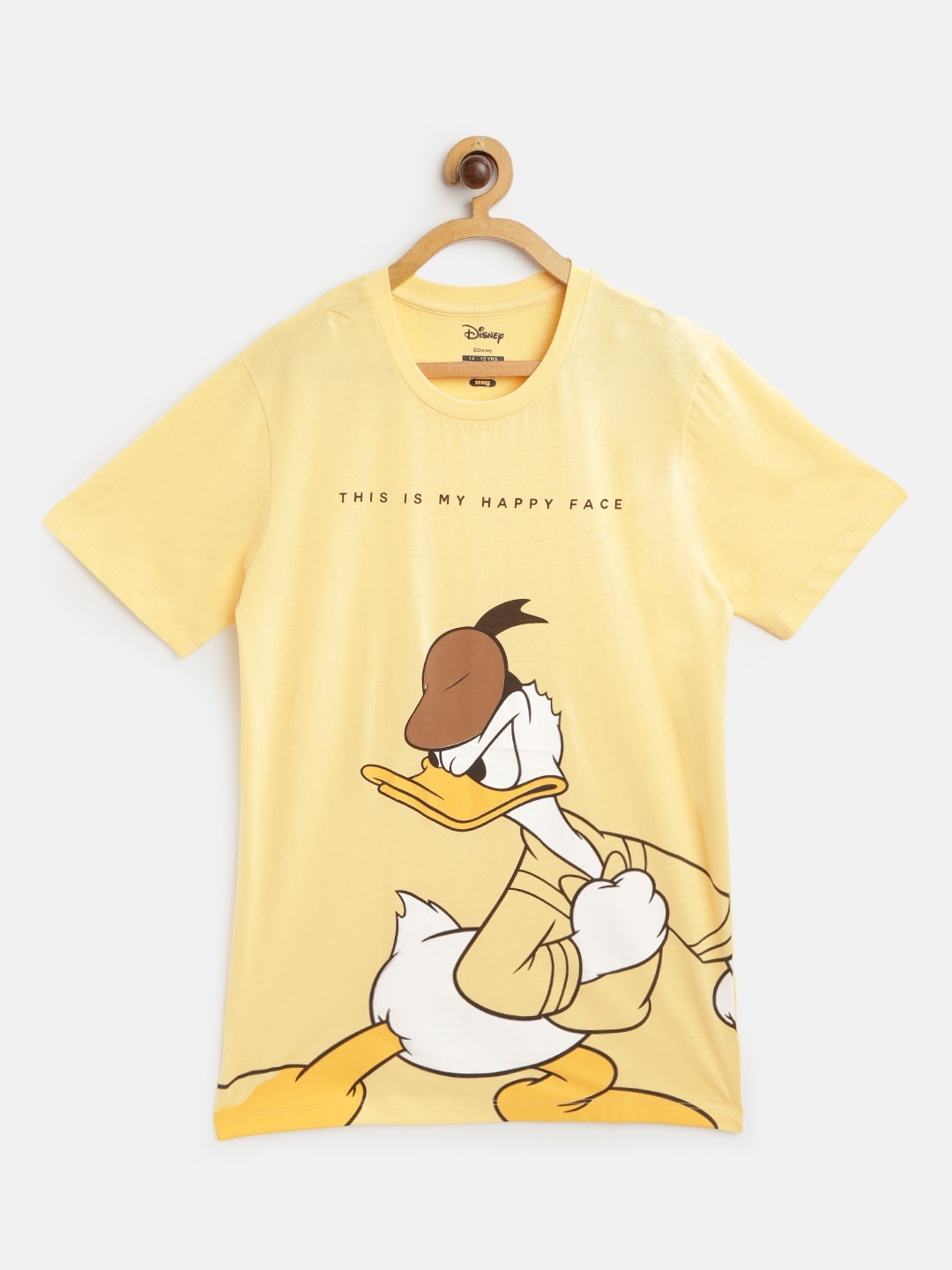 

Kook N Keech Disney Teens Boys Yellow & White Donald Duck Printed Cotton T-shirt