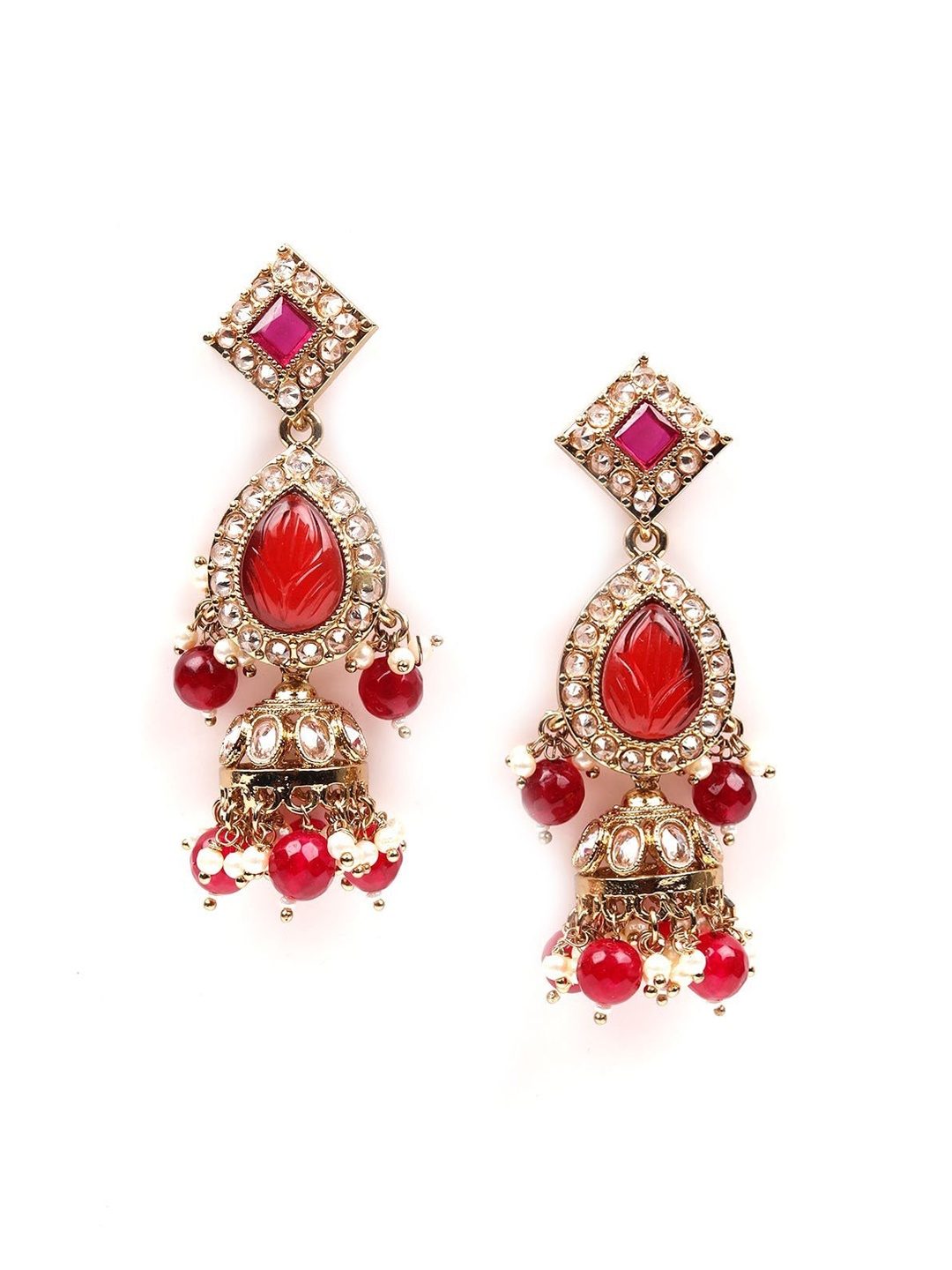 

ODETTE Red & Pink Teardrop Shaped Drop Earrings