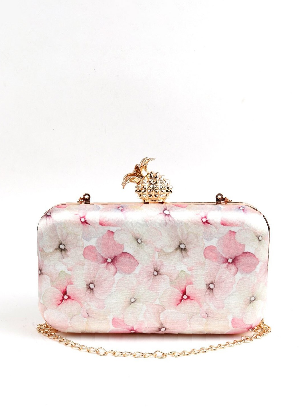 

ODETTE Women Pink & White Printed Box Clutch