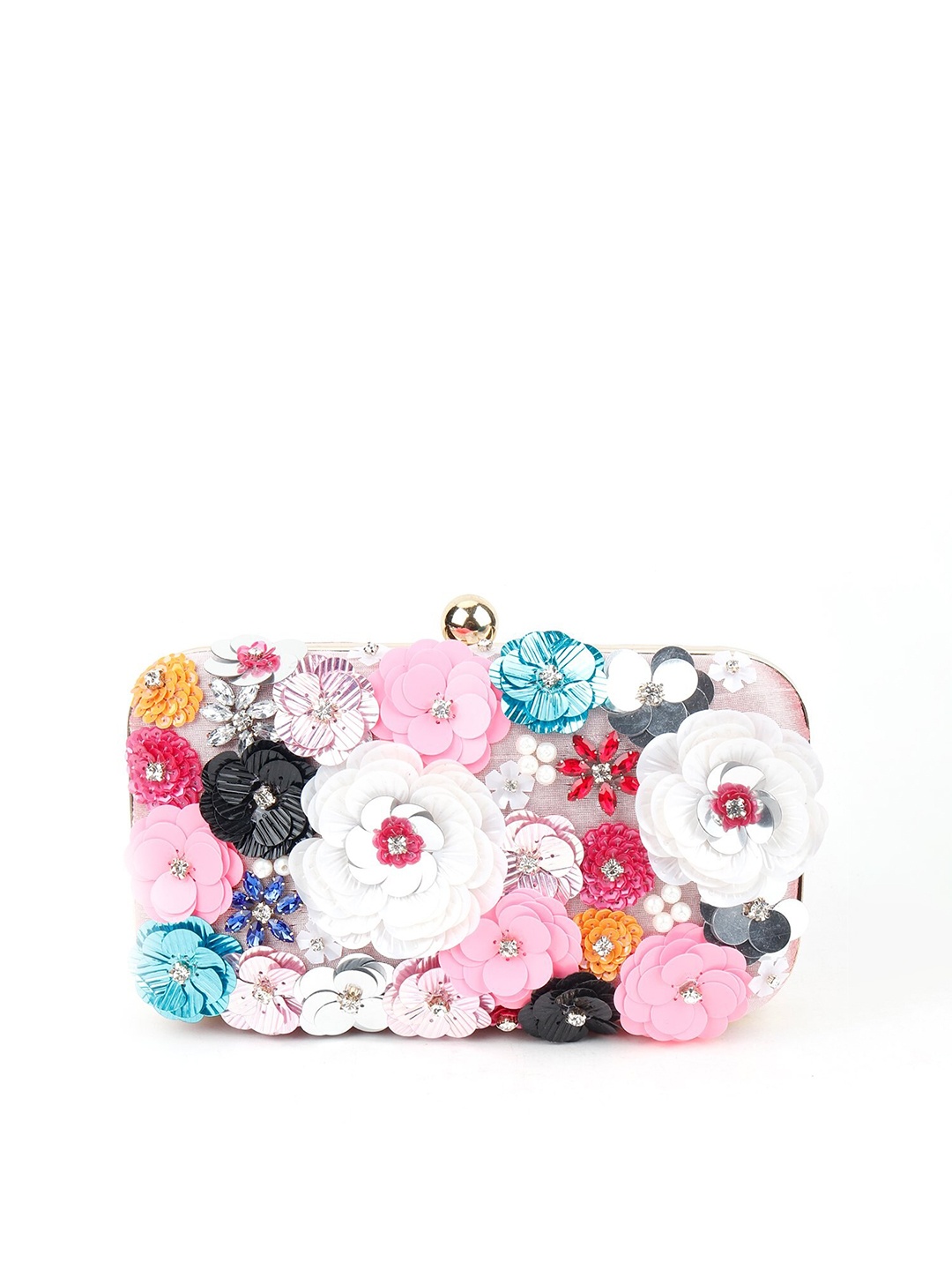 

ODETTE Multicoloured Textured Embroidered Box Clutch, Multi