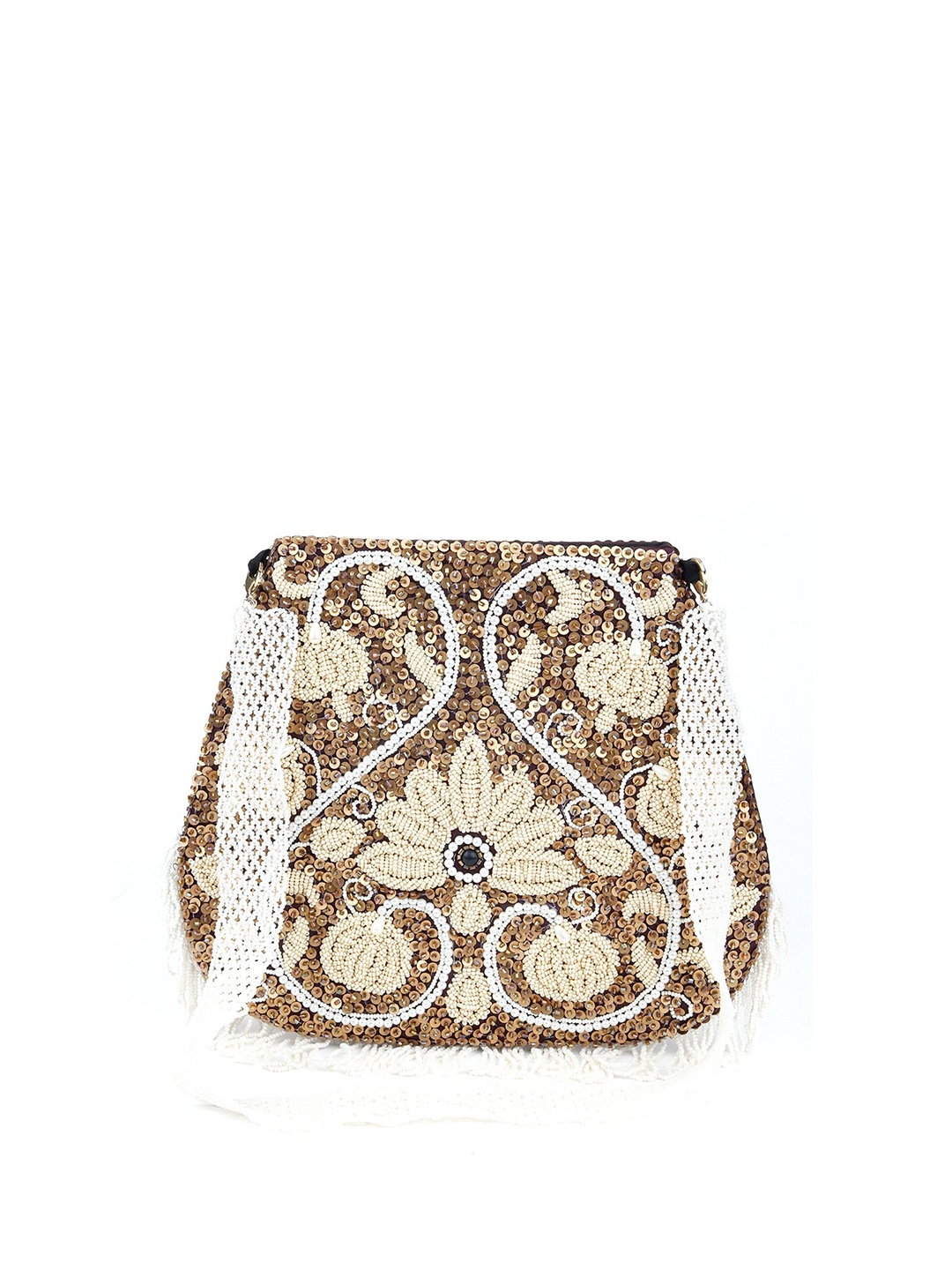 

ODETTE Brown & Beige Embellished Purse Clutch