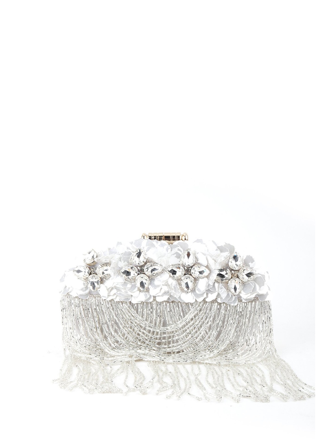 

ODETTE White Embellished Box Clutch
