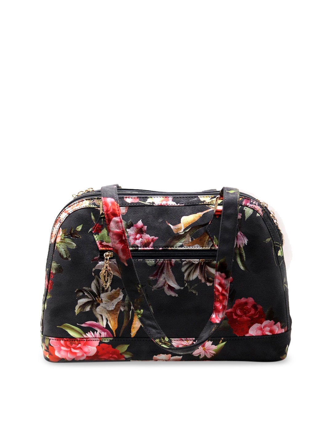 

ODETTE Grey Floral Printed Leather Structured Sling Bag