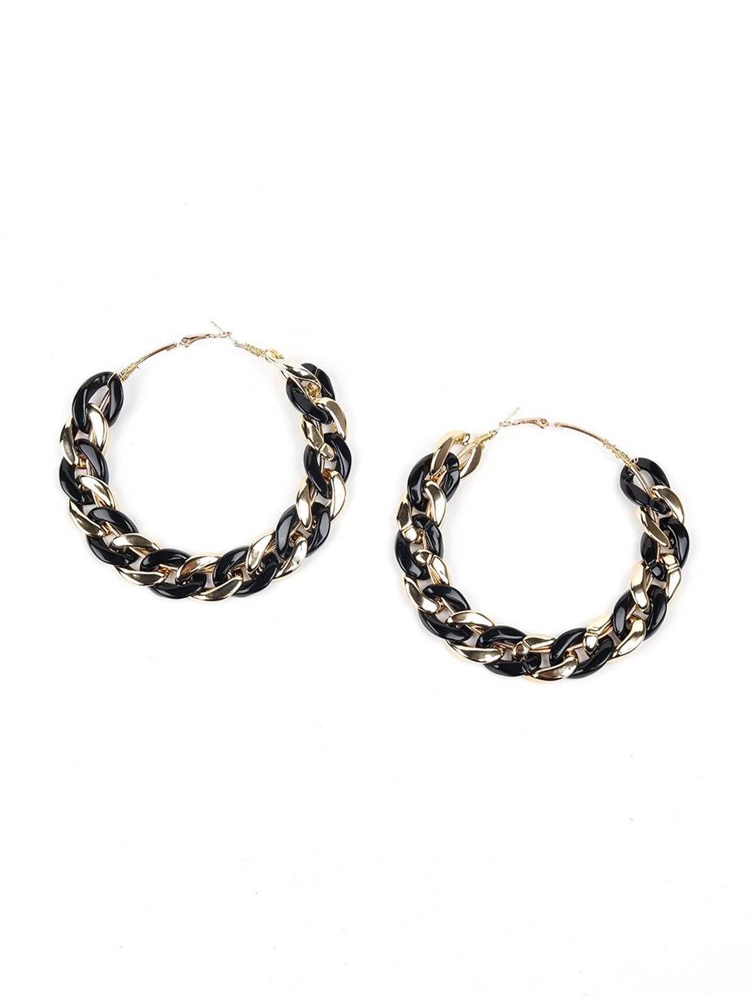 

ODETTE Black Contemporary Hoop Earrings