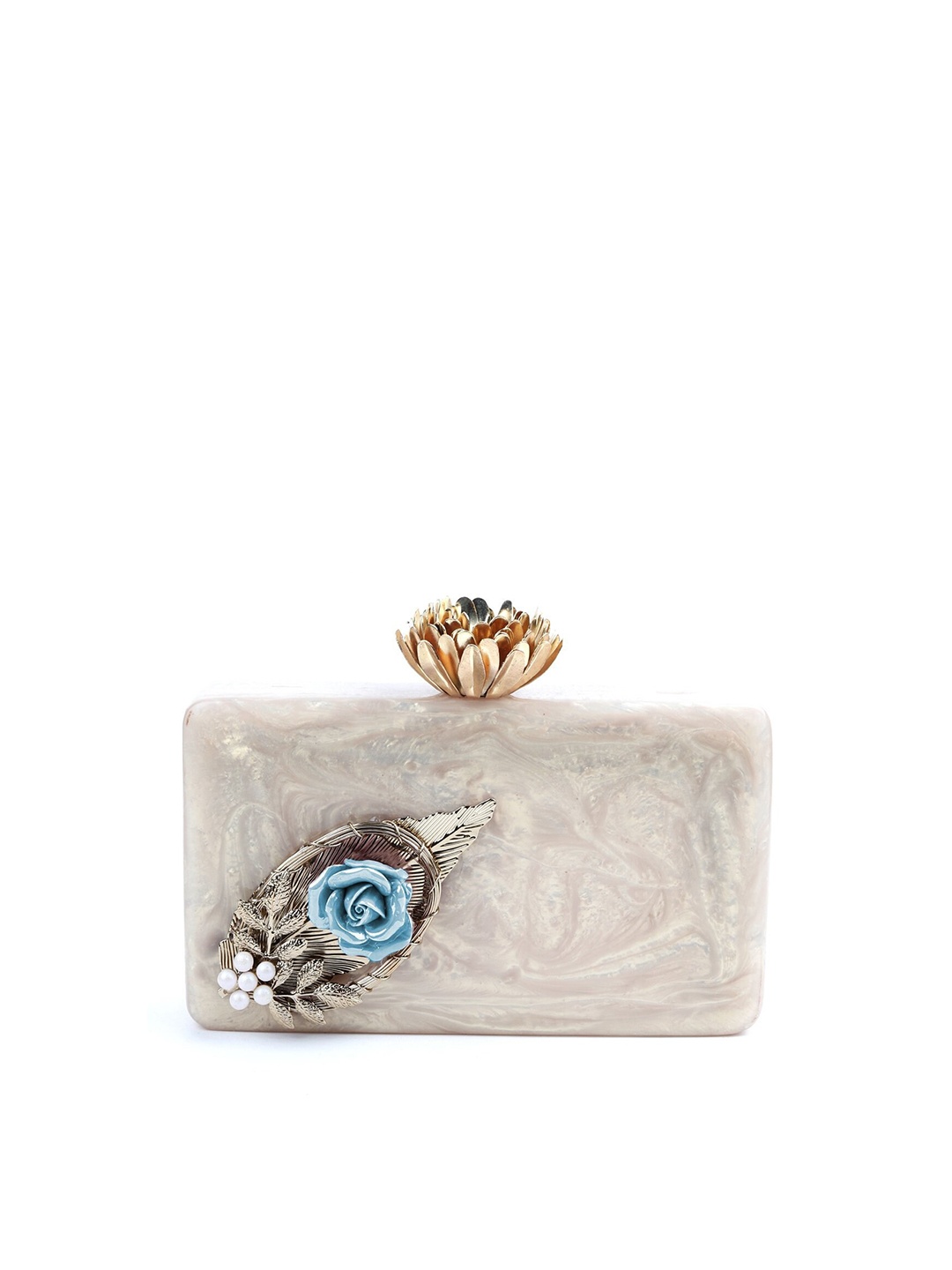 

ODETTE Women White Embellished Clutch