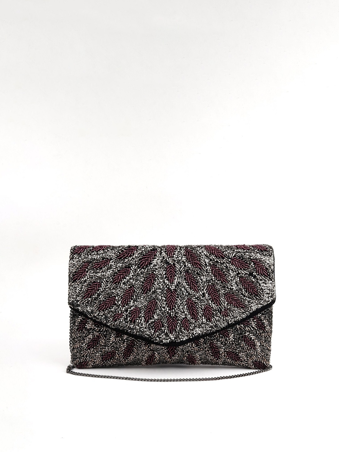 

ODETTE Brown Embellished Envelope Clutch